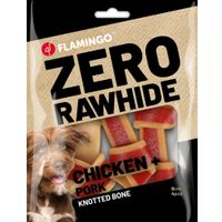 Flamingo Snack Zero rawhide Geknoopt Been  met kip & met varken 9cm 35gr / 4 st 140g