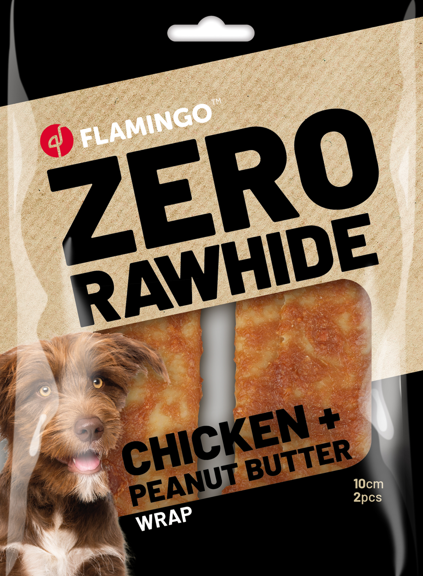 Flamingo Snacks Zero rawhide Wraps  with chicken & Peanut butter 10cm 60gr / 2 pcs 120gr