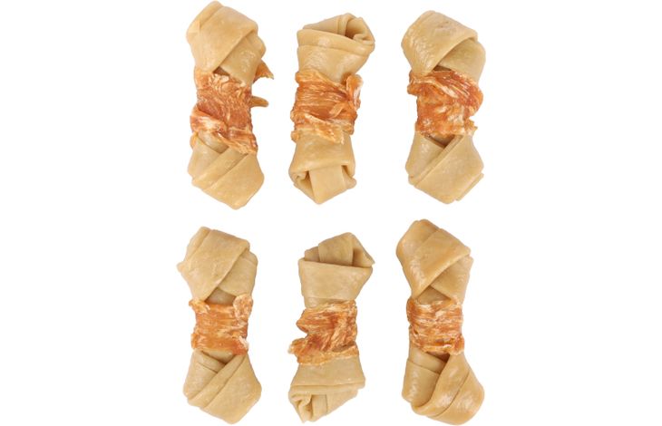 Flamingo Snacks Zero rawhide Knotted Bone  with chicken 6cm 20gr / 6 pcs 120gr