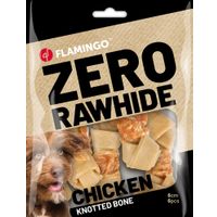 Flamingo Snacks Zero rawhide Knotted Bone  with chicken 6cm 20gr / 6 pcs 120gr