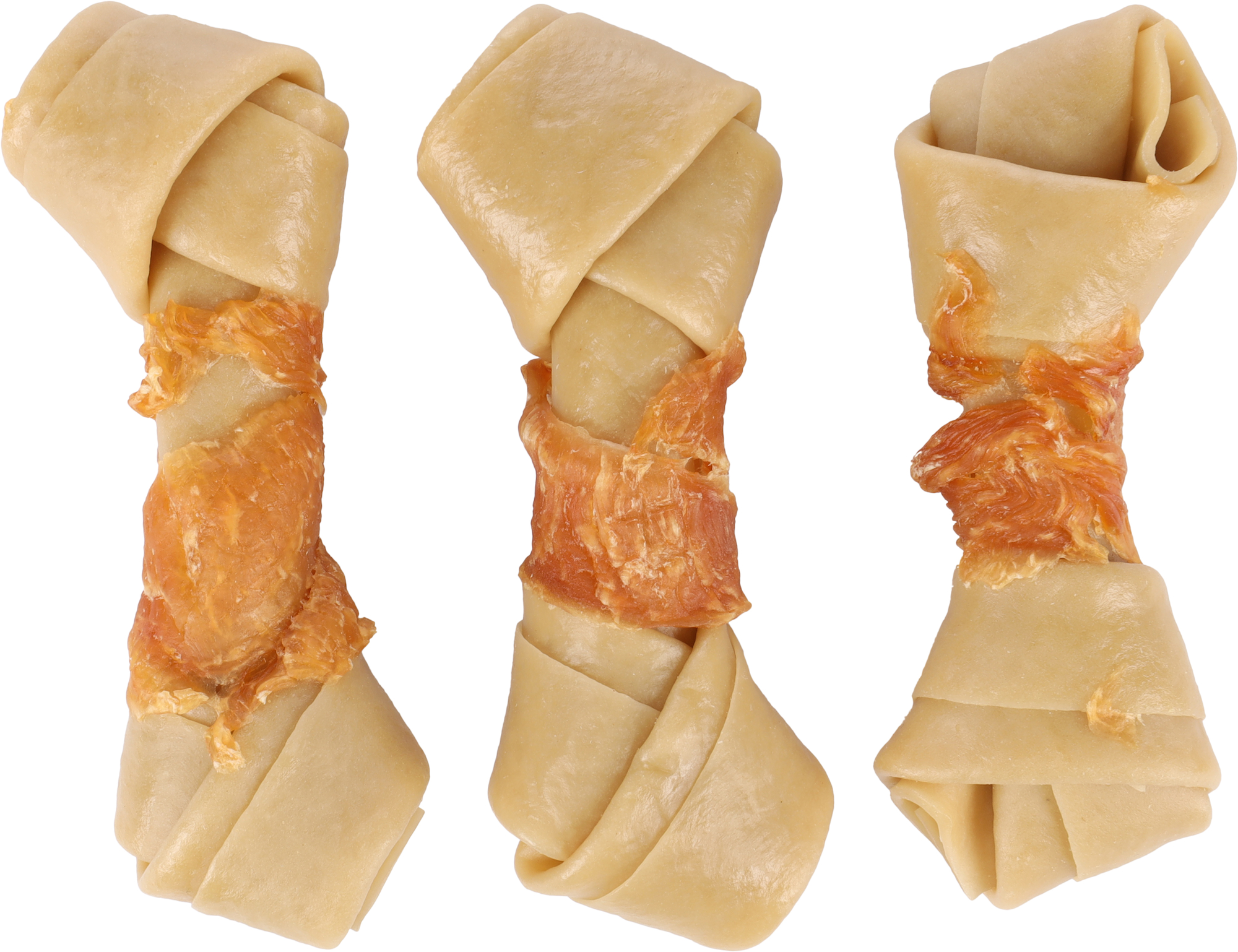 Flamingo Golosinas Zero rawhide Anudado Hueso  con pollo 10cm 40gr / 3 pzs 120gr