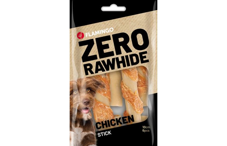 Flamingo Snack Zero rawhide Staaf  met kip 10cm 20g / 6 st 120g