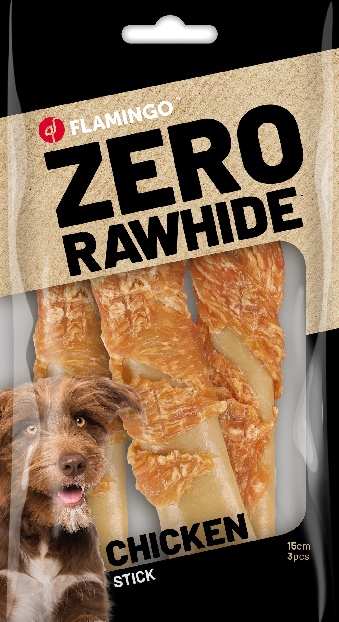 Flamingo Snacks Zero rawhide Stick  with chicken 15cm 40gr / 3 pcs 120gr