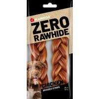 Flamingo Snack Zero rawhide Gevlochten strip  met kip 15cm 60gr / 2 st 120gr