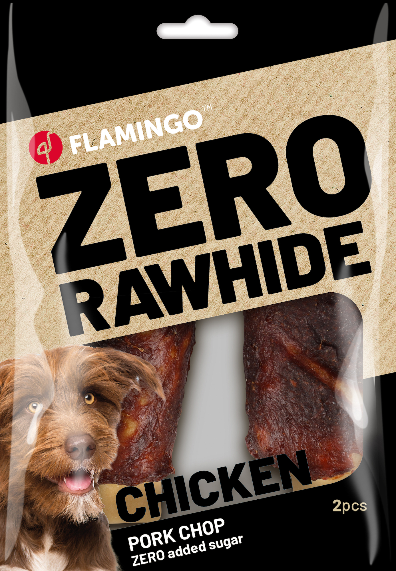Flamingo Snacks Zero rawhide Rib  with chicken & with pork 40gr / 2 pcs 80gr