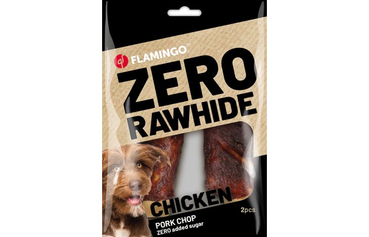 Flamingo Snack Zero rawhide Rib  met kip & met varken 40g / 2 st 80g