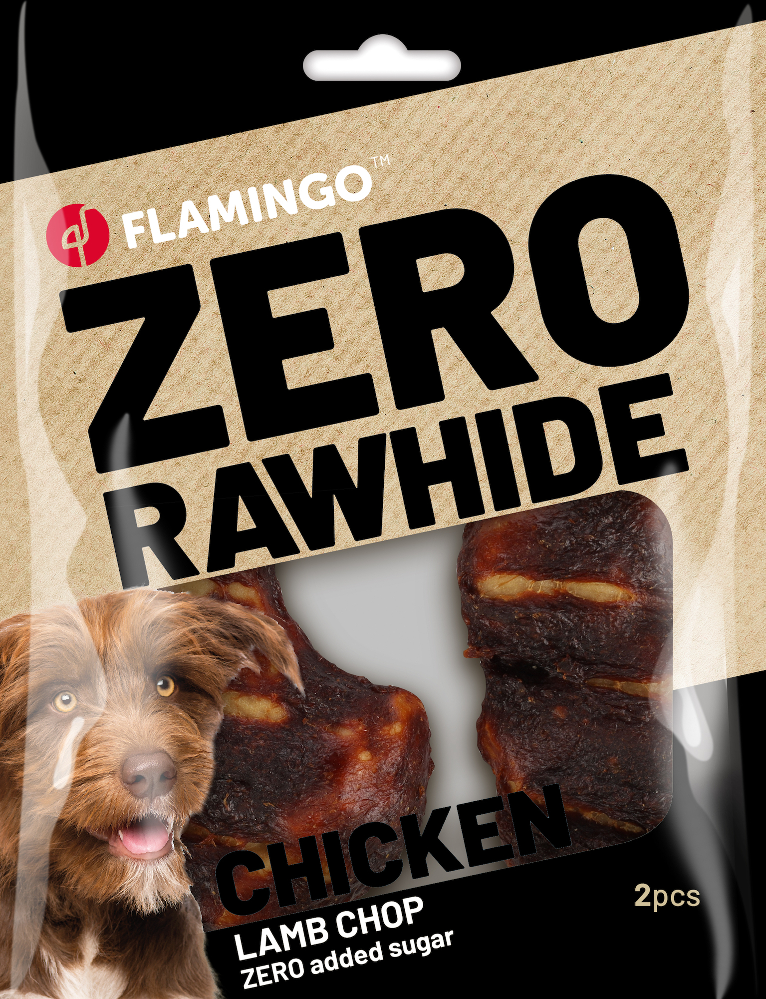 Flamingo Snacks Zero rawhide Chop  with chicken & Lamb 40gr / 2 pcs 80gr