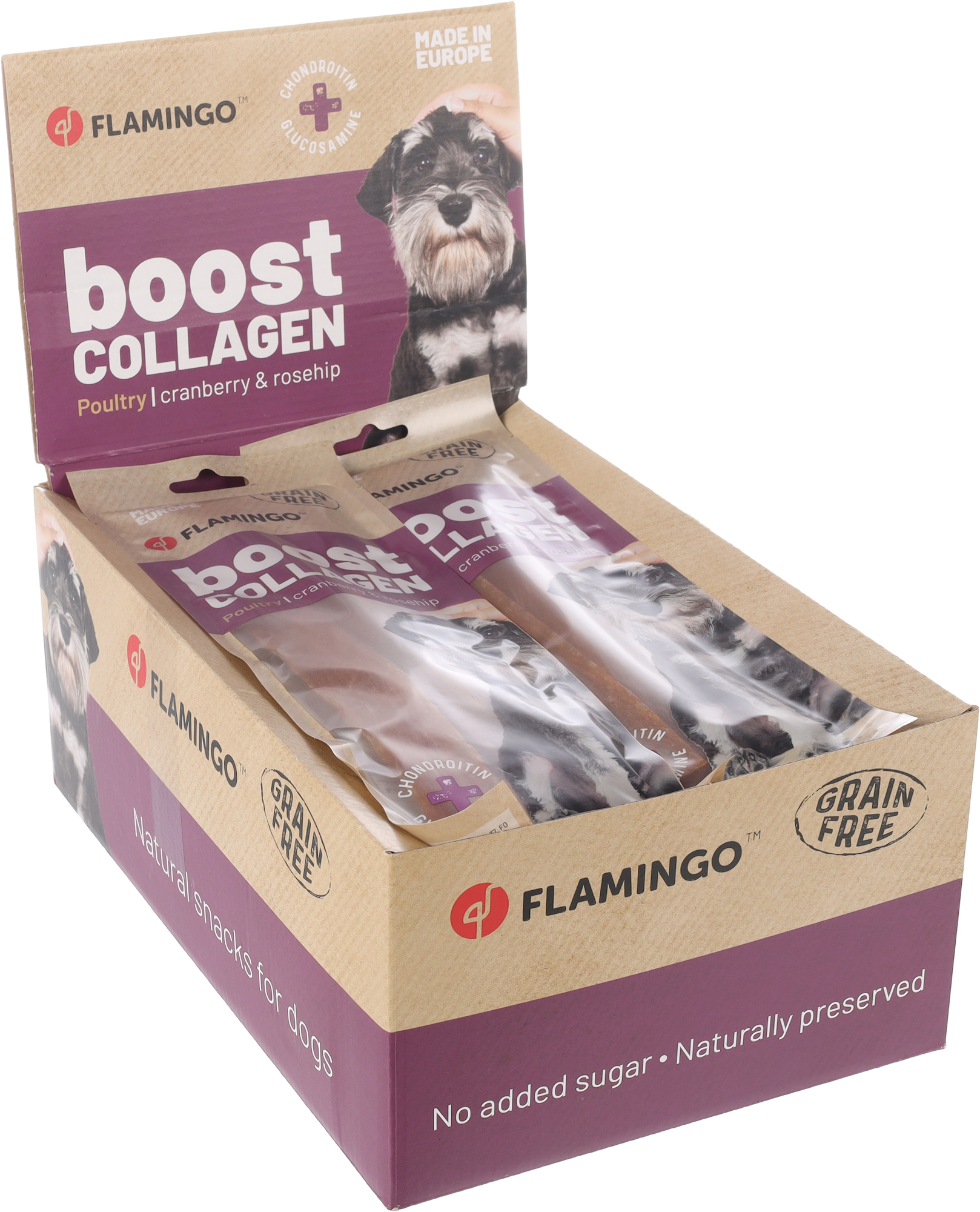 Flamingo Snacks Boost Strips with chicken & collagen 