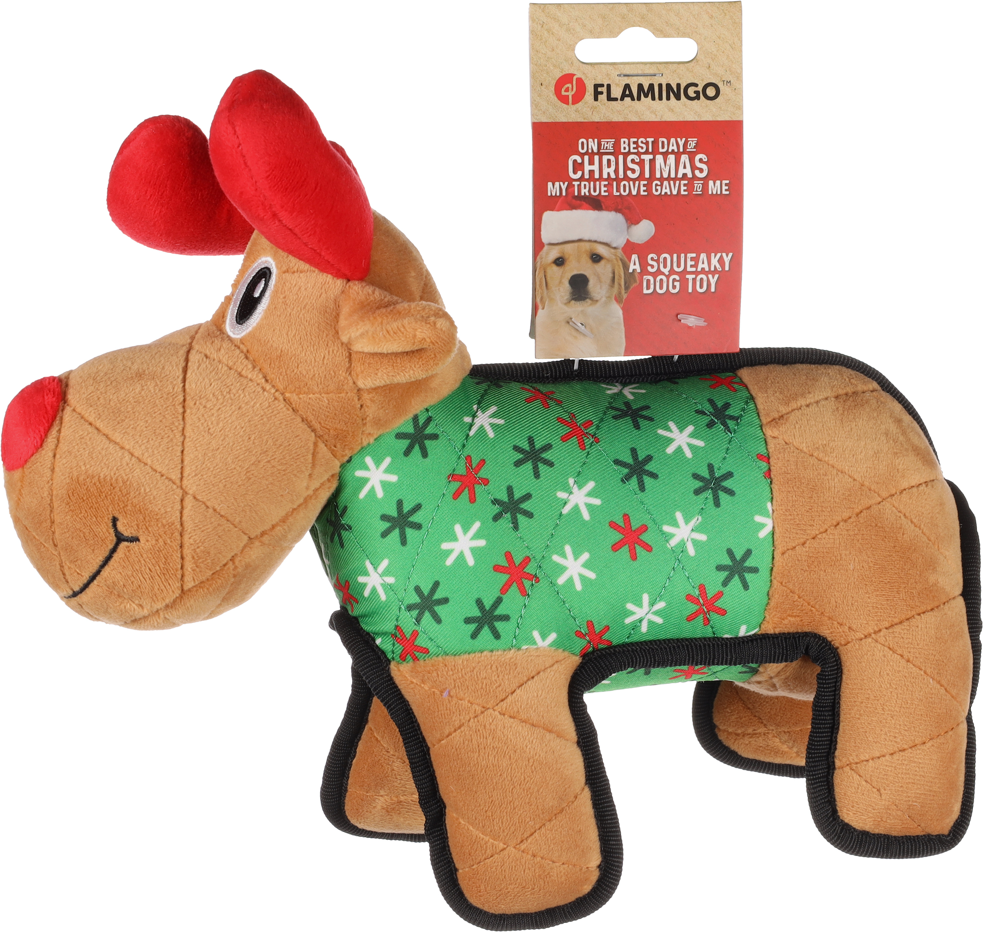 Flamingo Christmas Toy Quilty Reindeer Brown 