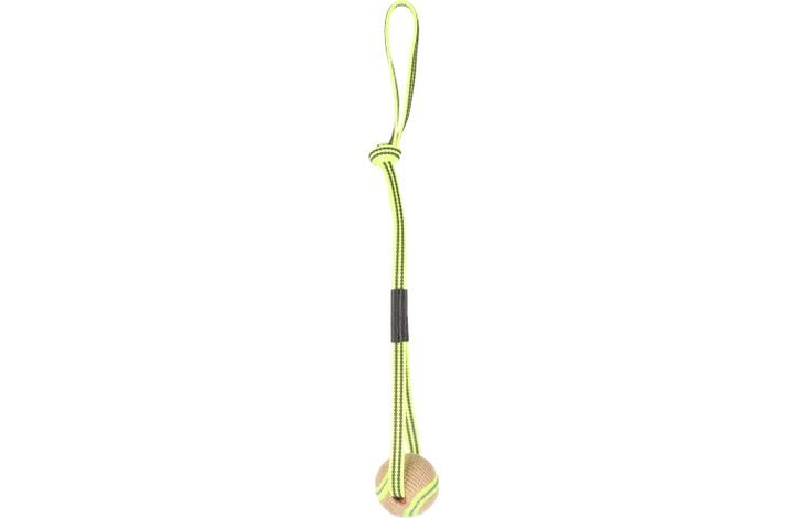 Flamingo Speelgoed Juru Trektouw met bal Beige & Fluo geel