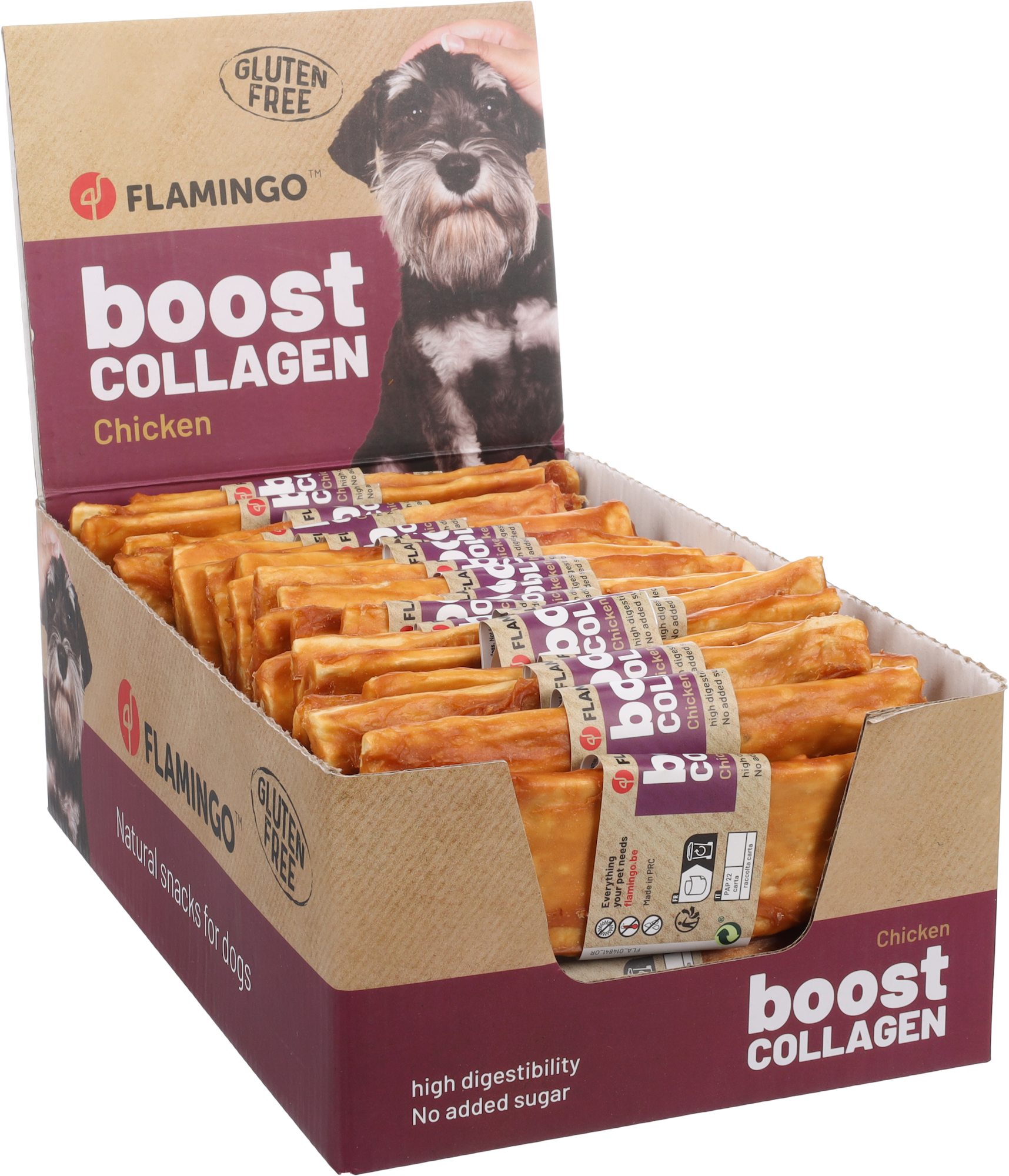 Flamingo Snacks Boost Strips with chicken & collagen 
