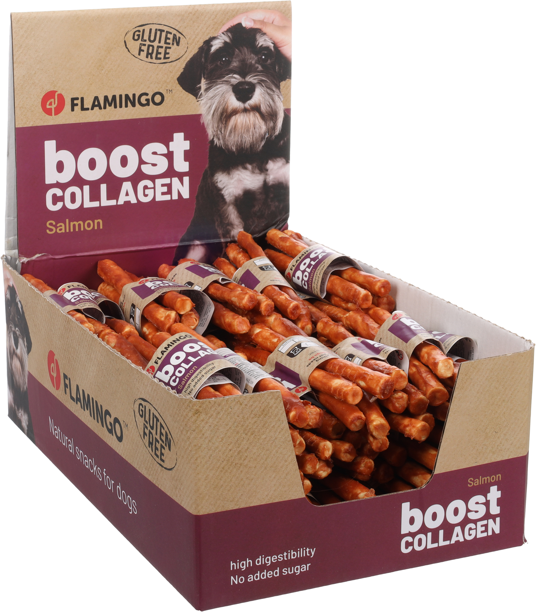 Flamingo Snacks Boost Small sticks with salmon & collagen 