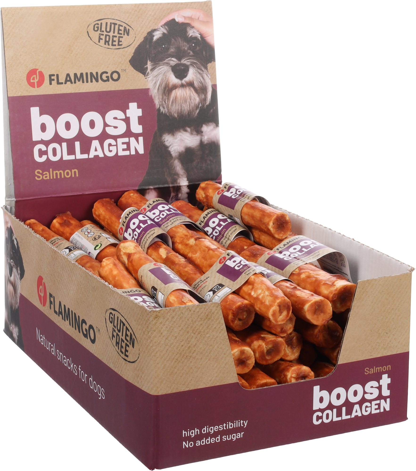 Flamingo Friandises Boost Bâton avec saumon & Collagène 