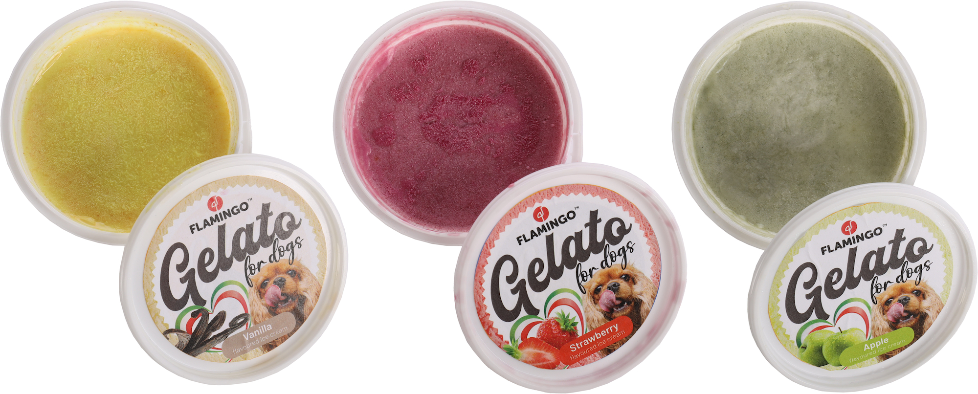 Flamingo Snack Gelato ice cream with strawberry, apple and vanilla flavour