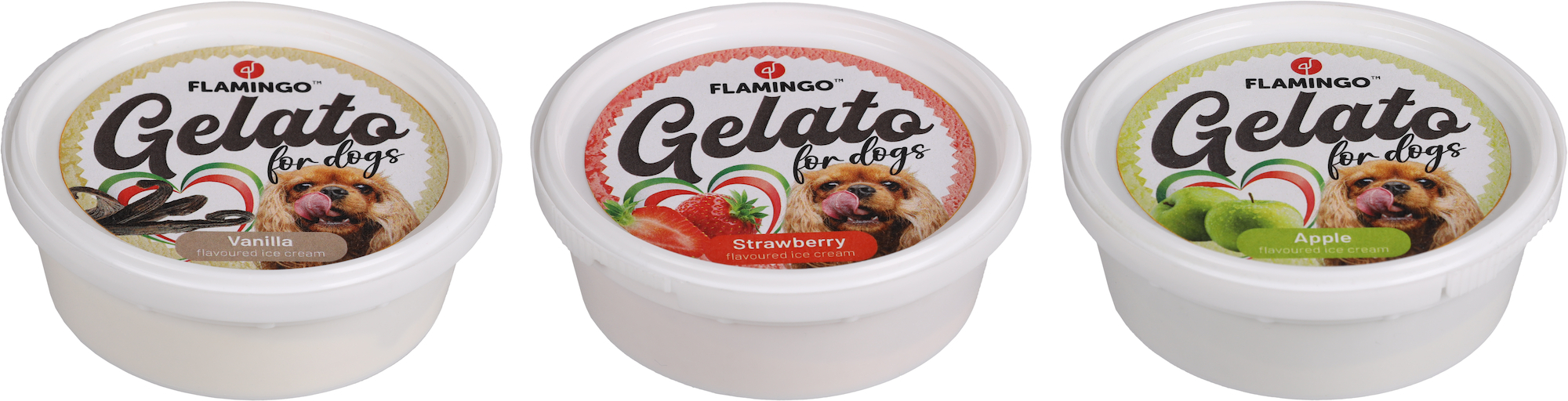 Flamingo Snack Gelato ice cream with strawberry, apple and vanilla flavour