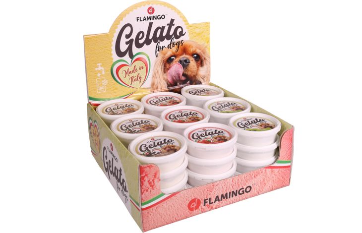 Flamingo Snack Gelato ice cream with strawberry, apple and vanilla flavour