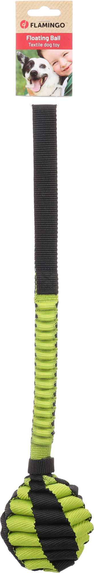 Flamingo Speelgoed Rofas Trektouw Geweven met bal Groen & Zwart