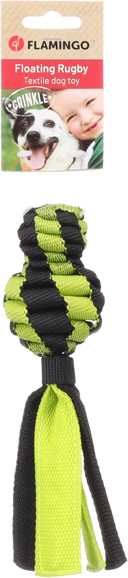 Flamingo Speelgoed Rofas Rugbybal Geweven met bal Groen & Zwart