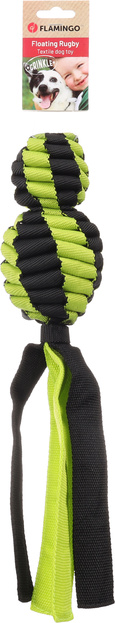Flamingo Speelgoed Rofas Rugbybal Geweven met bal Groen & Zwart
