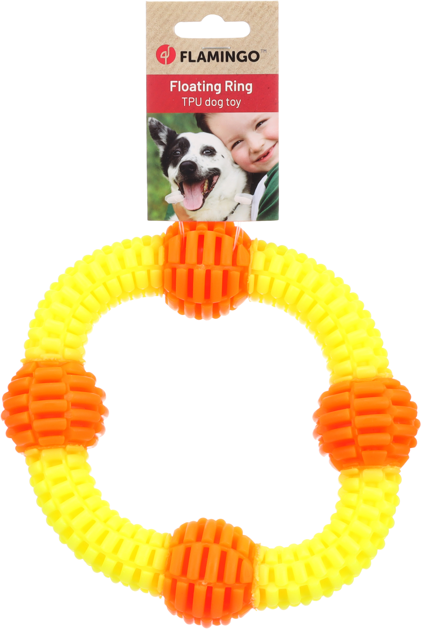 Flamingo Toy Lipa Ring with ball Yellow & Orange