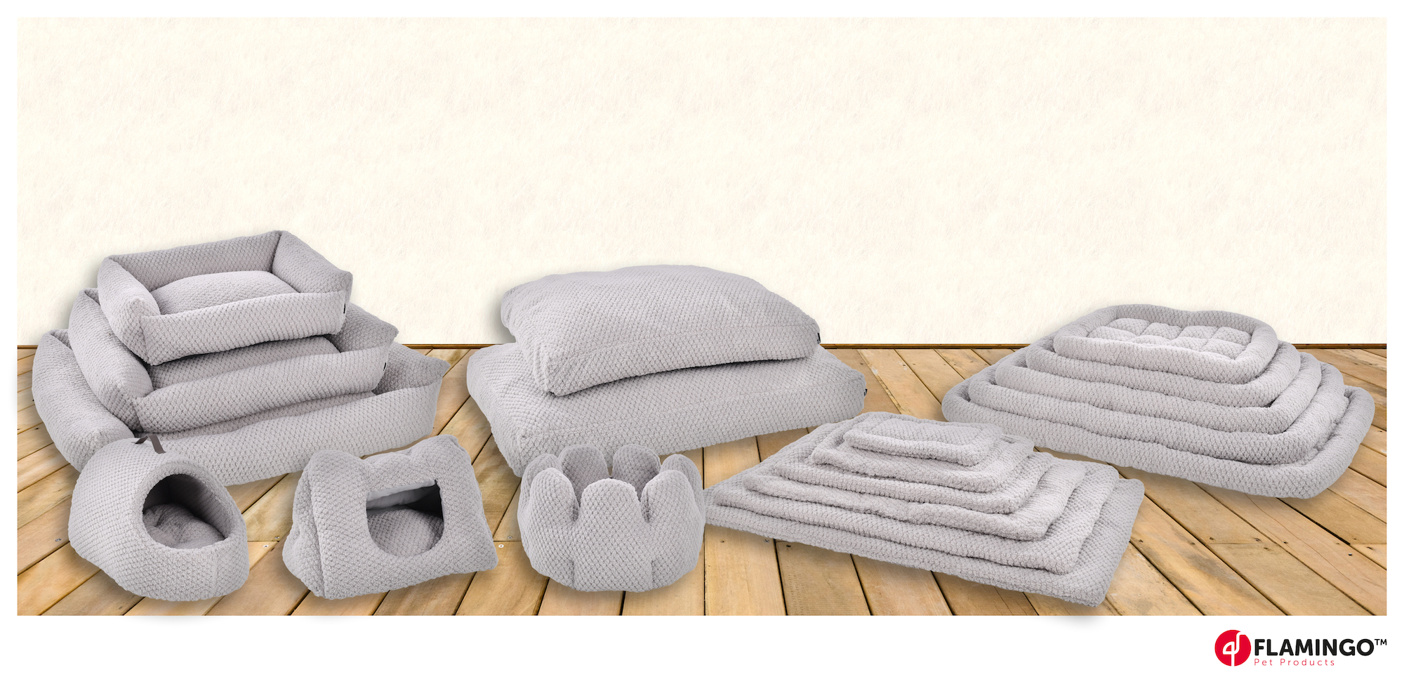 Flamingo Coussin Jacquard Rectangle Gris