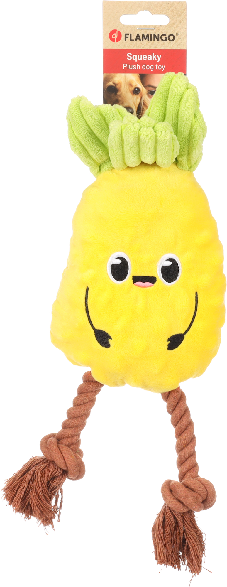 Flamingo Speelgoed Bubto Ananas met touw Geel
