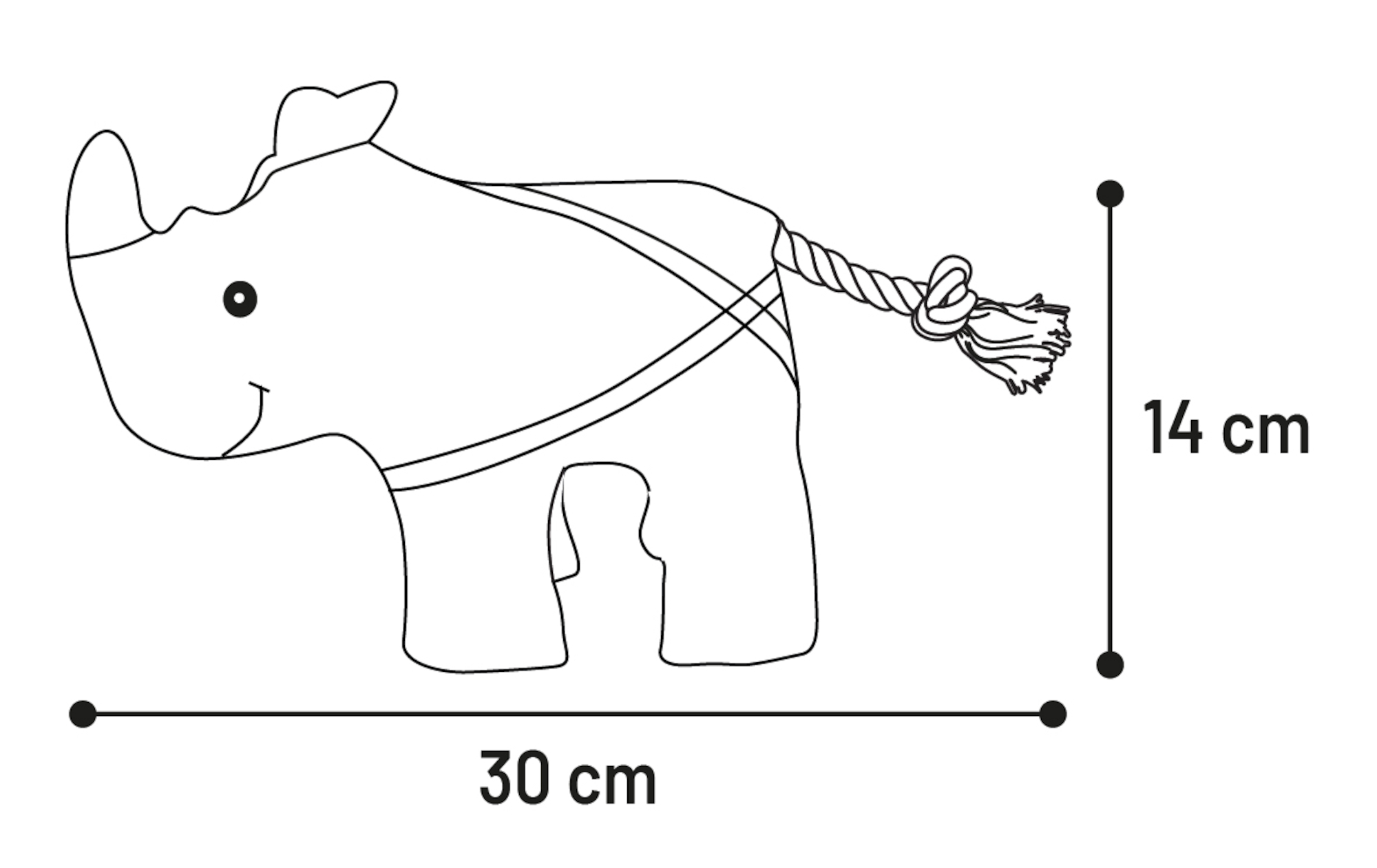 Flamingo Spielzeug Wigri Nashorn mit Seil Beige