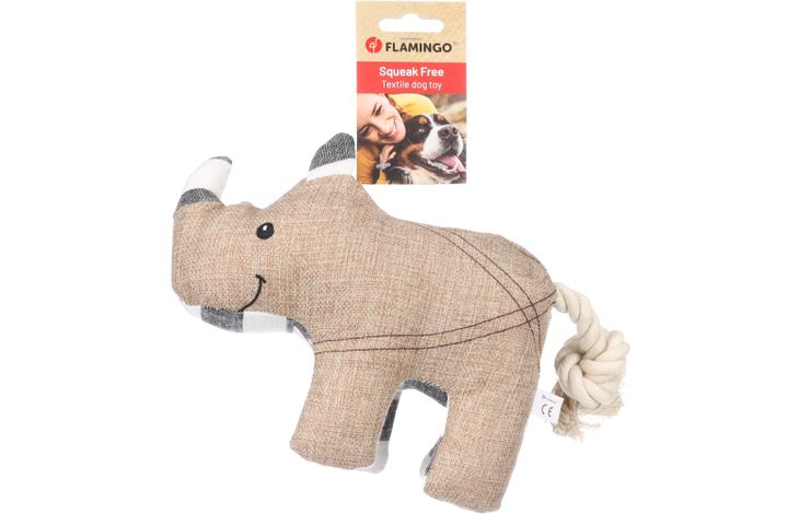 Flamingo Spielzeug Wigri Nashorn mit Seil Beige