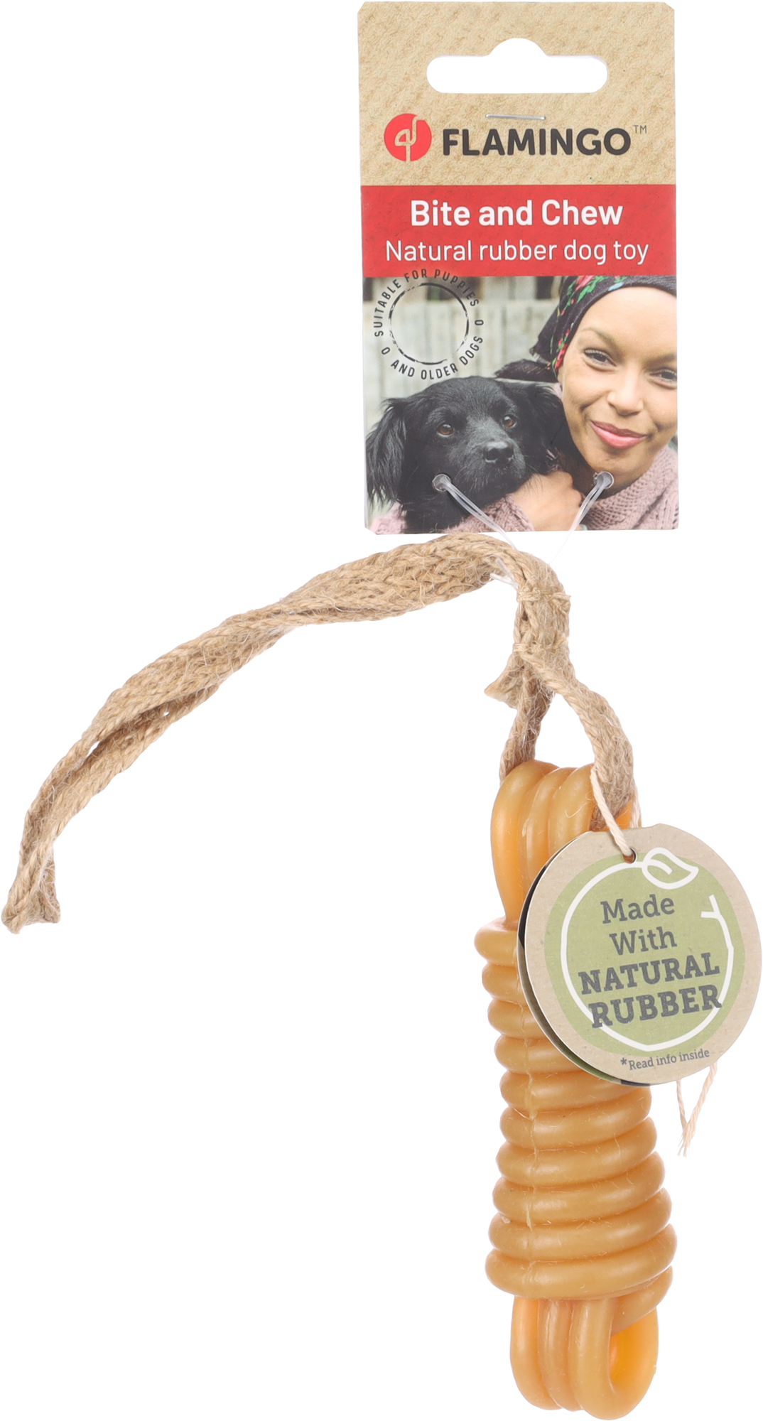 Flamingo Toy Guma Stick with rope Brown