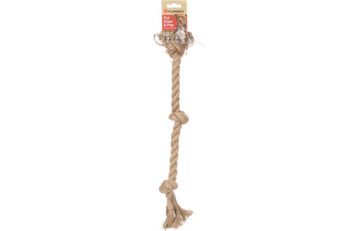 Flamingo Speelgoed  Kush Touw met 3 knopen Bruin
