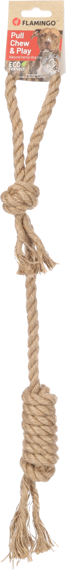Flamingo Toy  Kush Tug rope with 2 knots Twist Brown