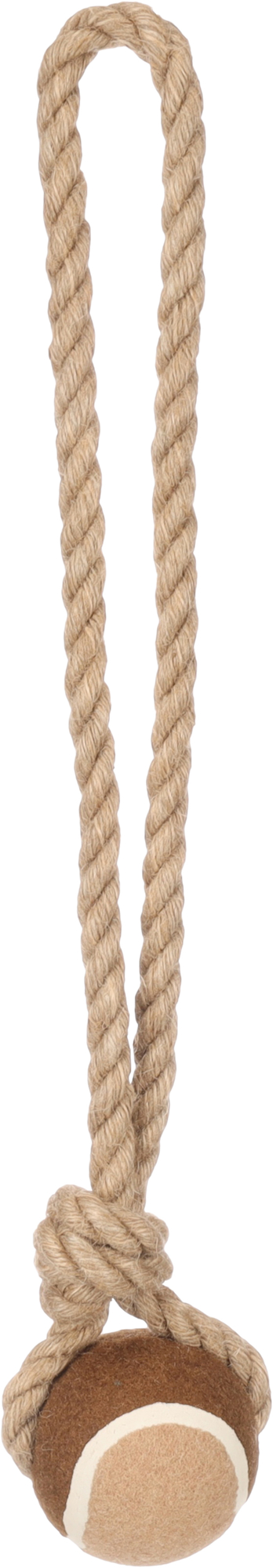 Flamingo Toy  Kush Tug rope with tennis ball Brown