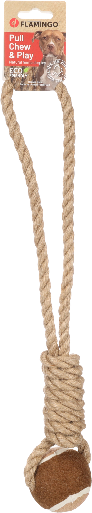 Flamingo Toy  Kush Tug rope Twist with ball Brown
