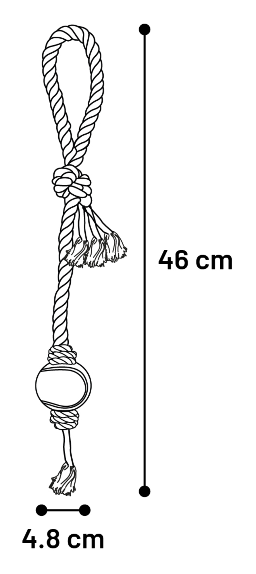 Flamingo Toy  Kush Tug rope with ball Brown