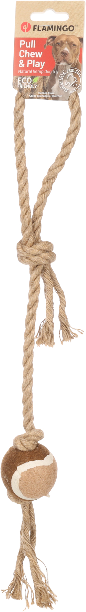 Flamingo Toy  Kush Tug rope with ball Brown