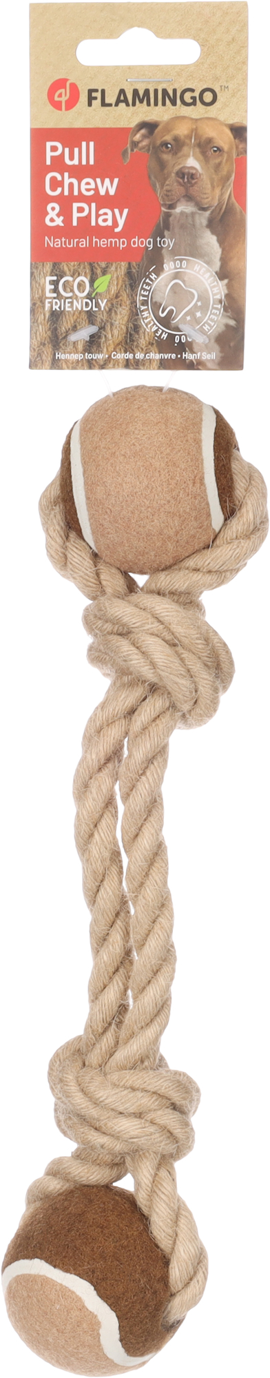 Flamingo Jouet  Kush Cordon Duo tennis avec 2 noeuds Brun