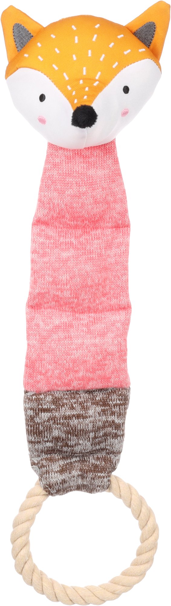 Flamingo Toy Puppy Britty Fox with rope Pink