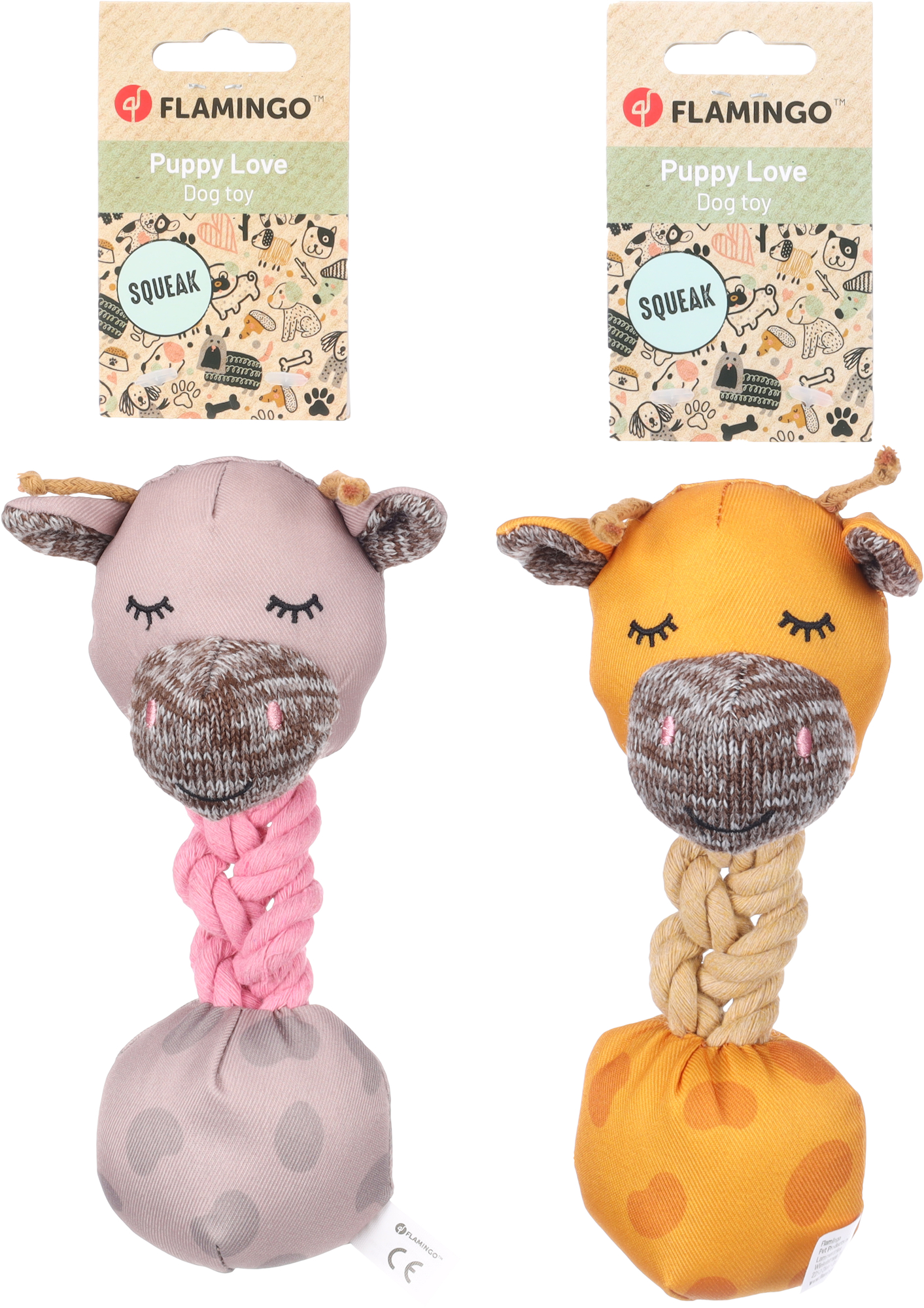 Flamingo Speelgoed Puppy Britty Giraf met bal met touw Meerdere kleuren