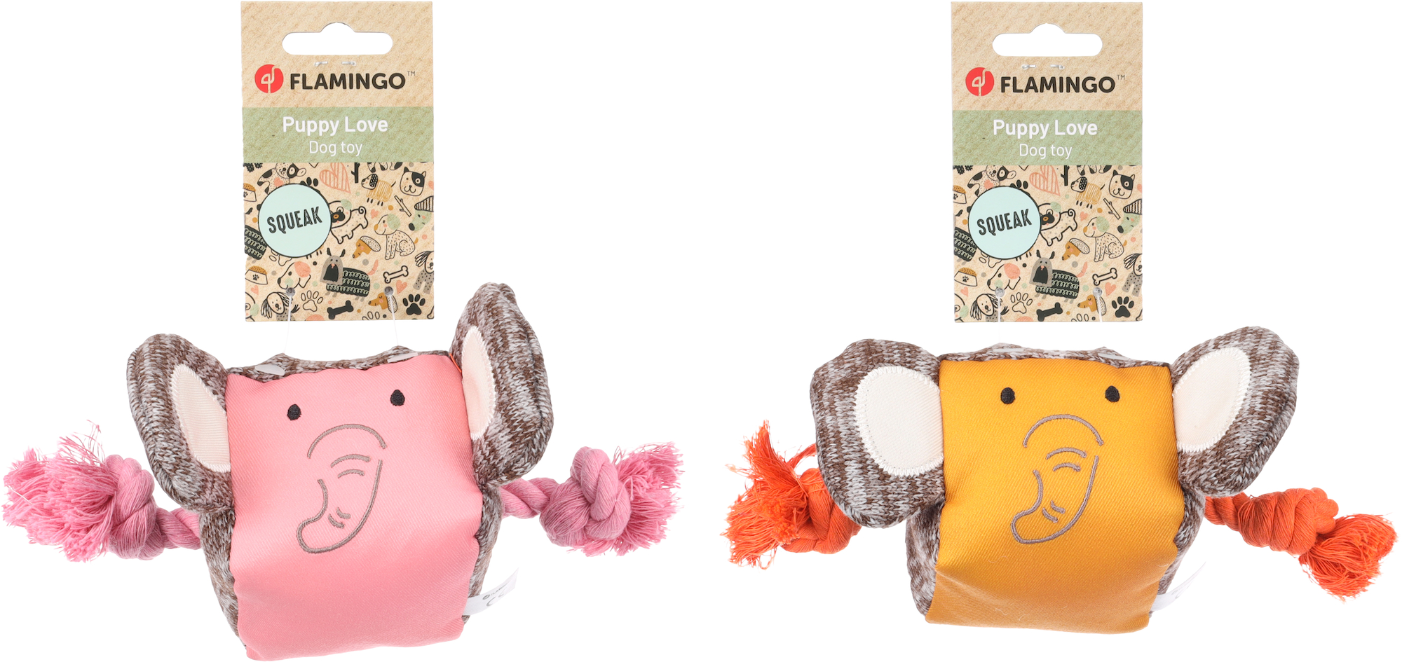 Flamingo Toy Puppy Britty Elephant with rope Multiple colours