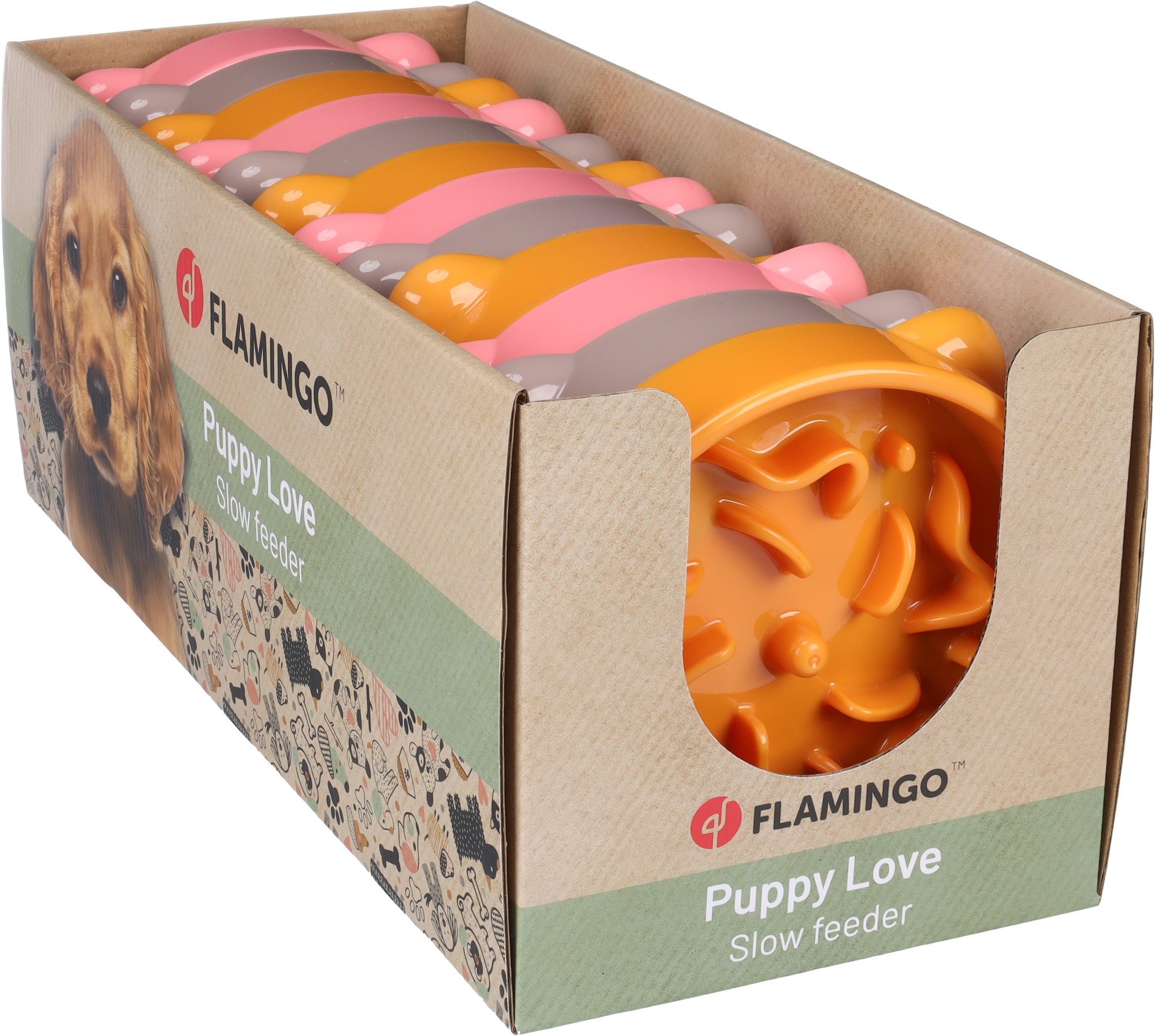 Flamingo Feeding bowl Slow feeder Bini Round Multiple colours