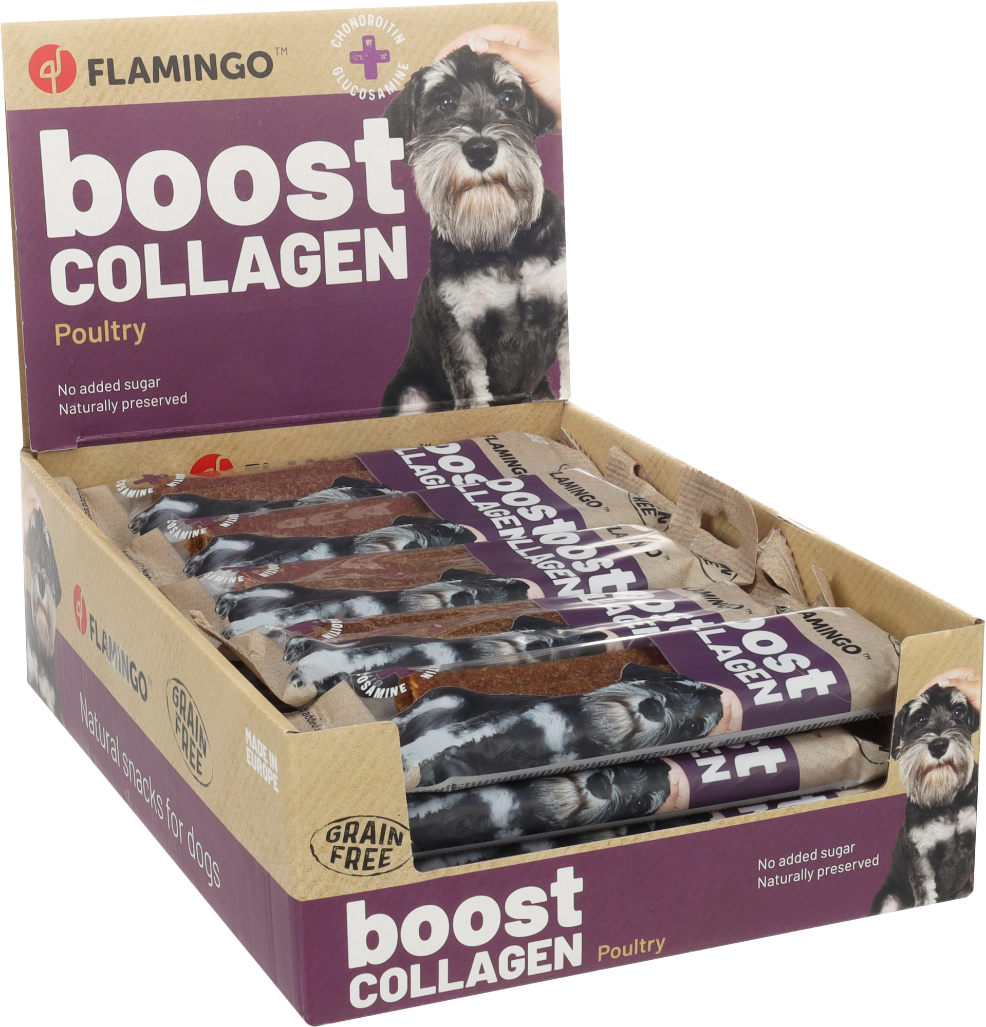 Flamingo Snacks Boost Stick with chicken & collagen 