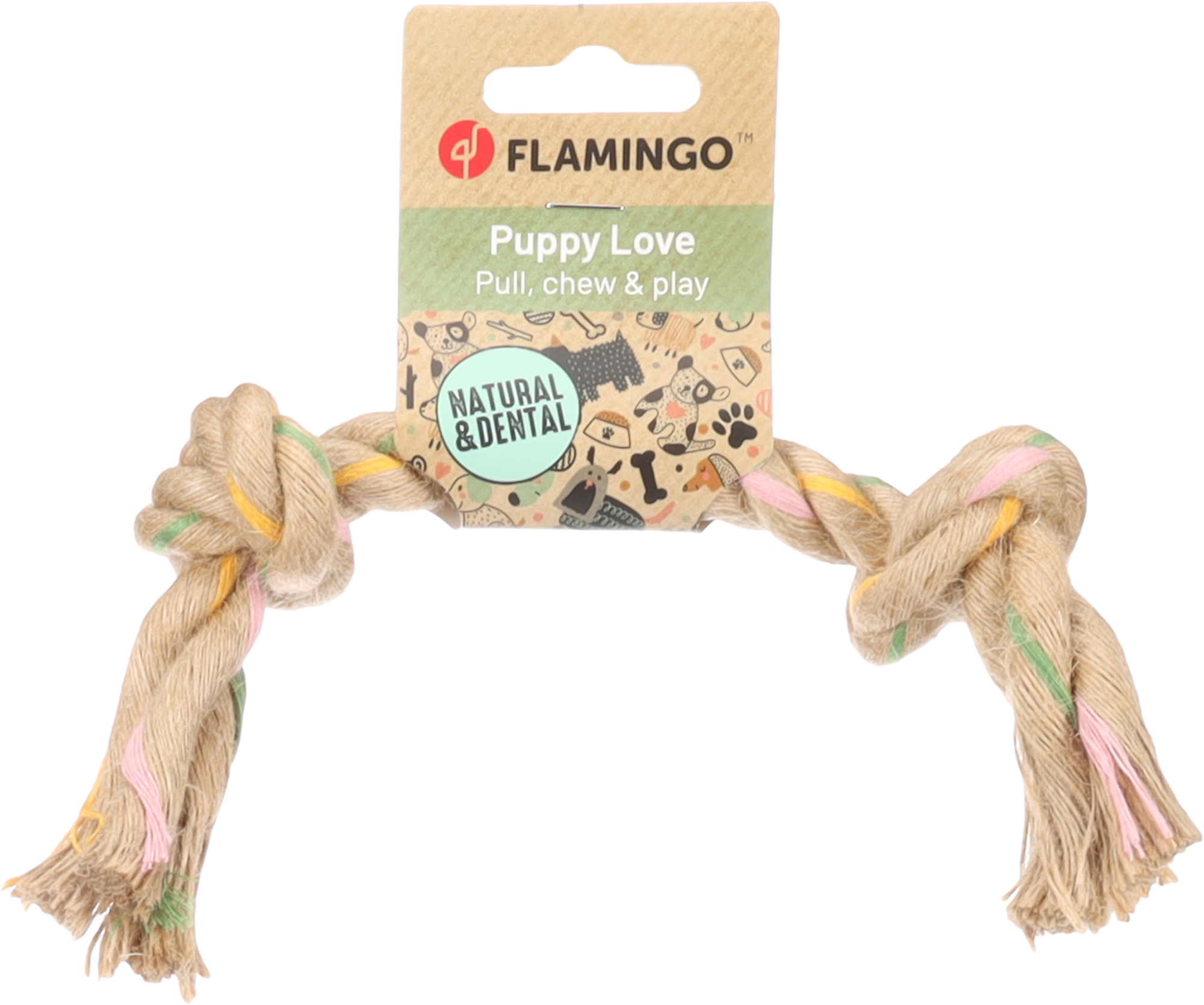 Flamingo Jouet Chiot Luro Cordon avec 2 noeuds Brun