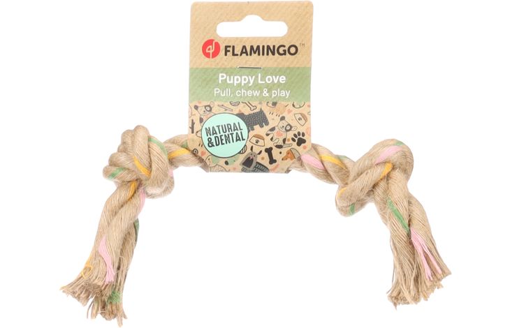 Flamingo Speelgoed Puppy Luro Touw met 2 knopen Bruin