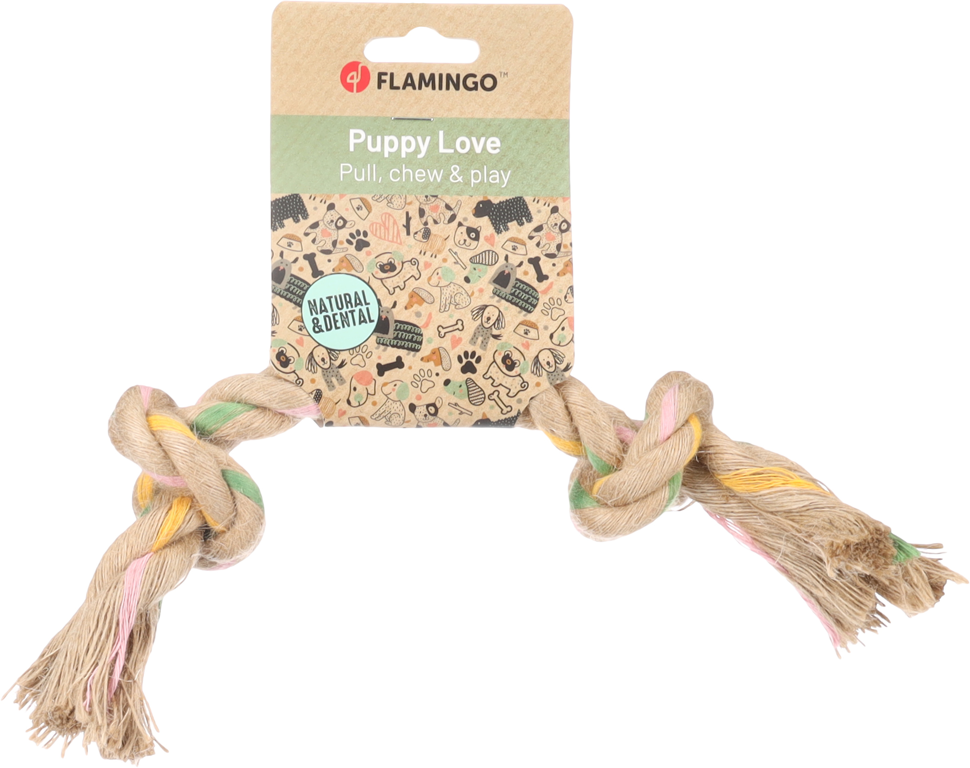 Flamingo Toy Puppy Luro Cord with 2 knots Brown