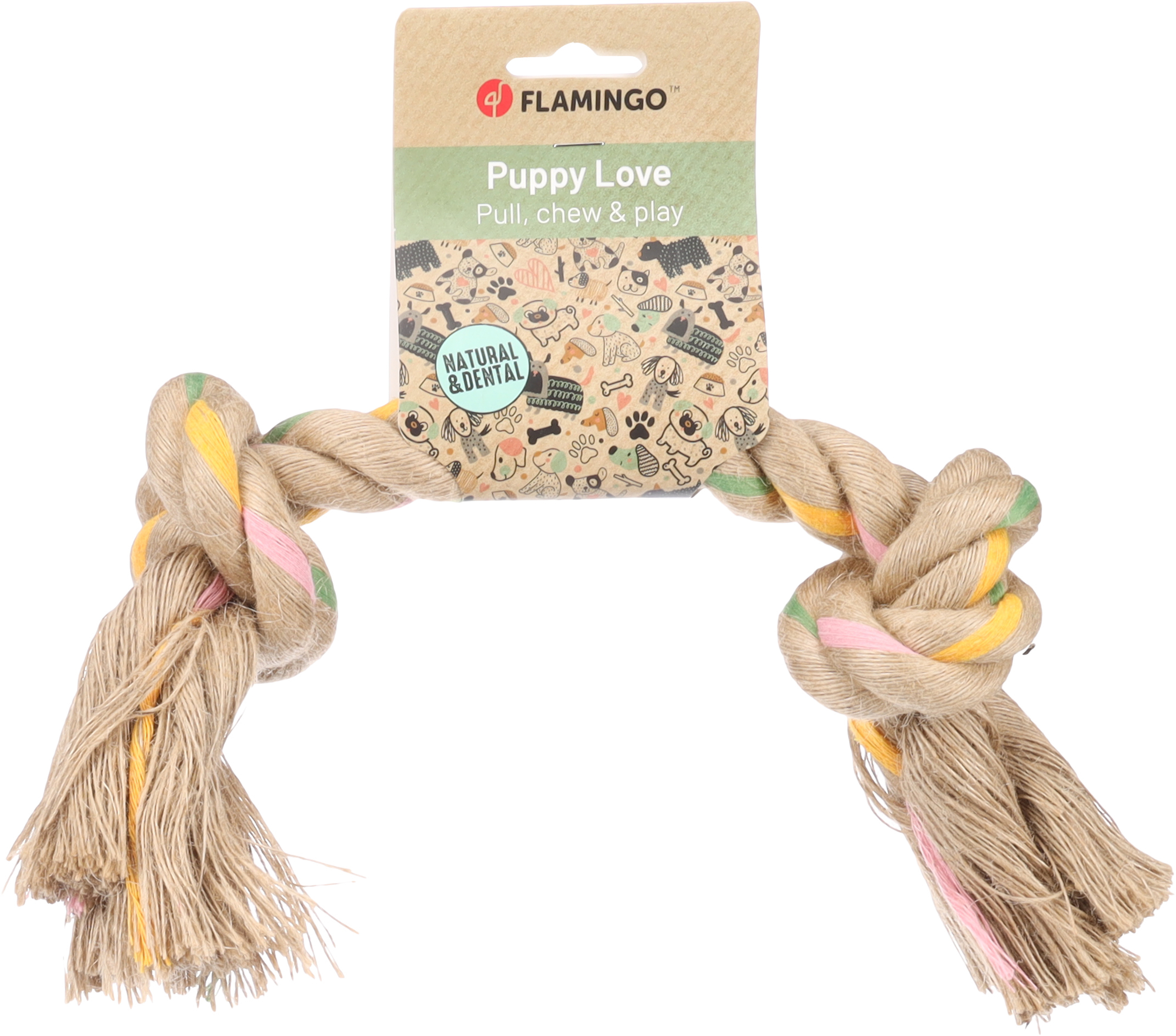 Flamingo Speelgoed Puppy Luro Touw met 2 knopen Bruin