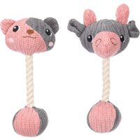 Flamingo Speelgoed Puppy Zoda Beer & Ram met bal met touw Grijs Roze