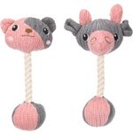 Toy Puppy Zoda Bear & Ram with ball with rope Grey Pink