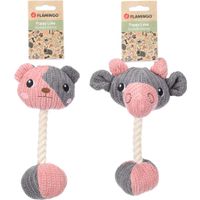 Flamingo Speelgoed Puppy Zoda Beer & Ram met bal met touw Grijs Roze