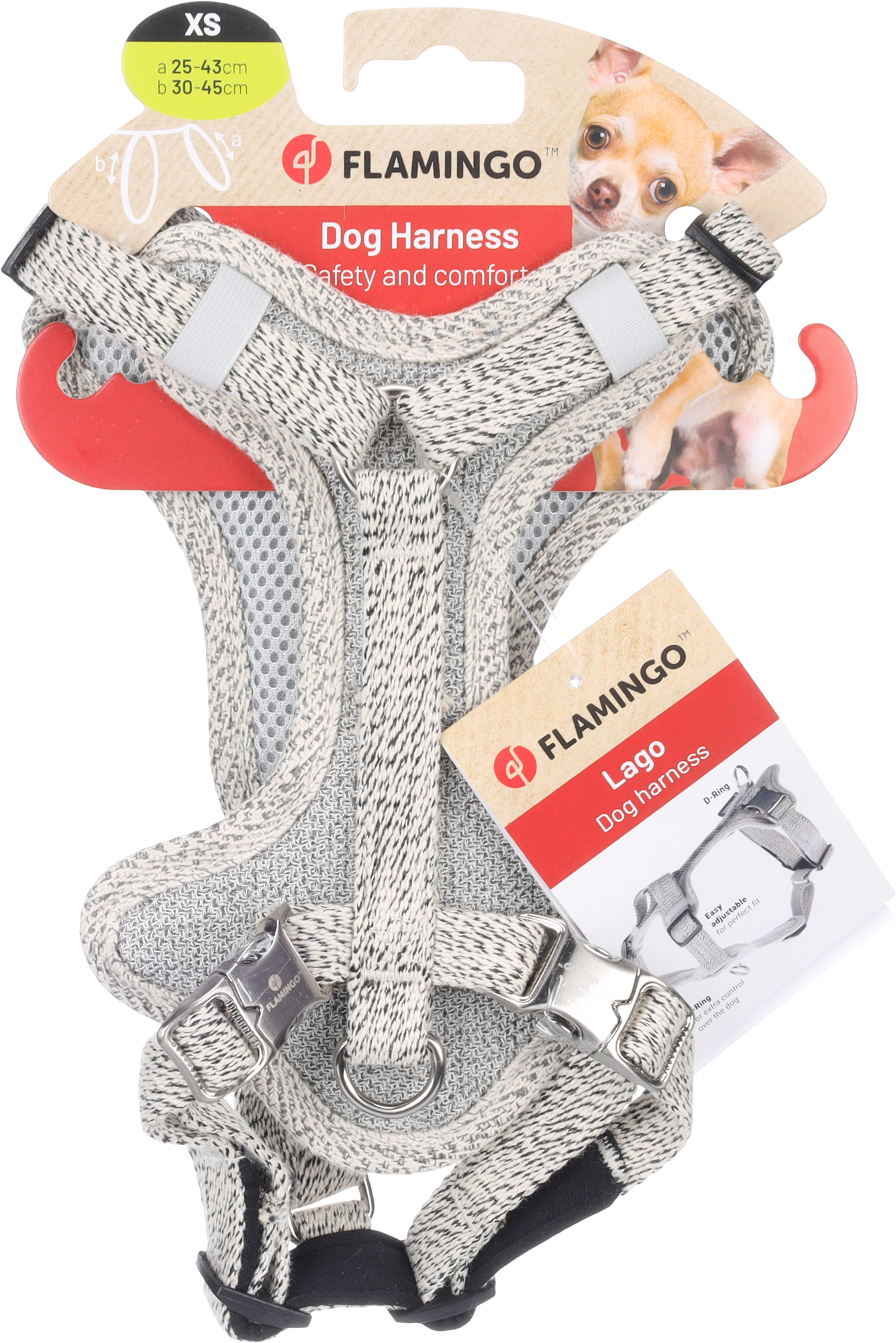 Flamingo Harness Lago White & Black