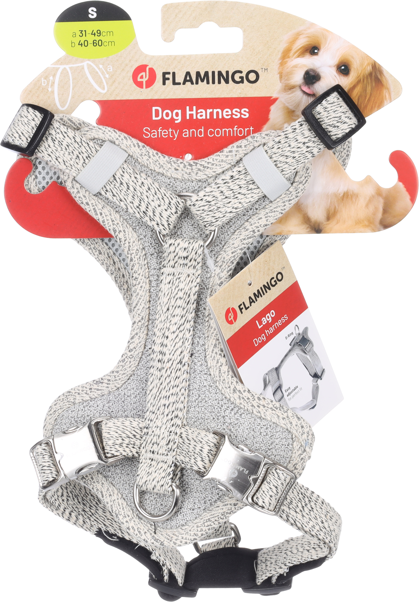 Flamingo Harness Lago White & Black